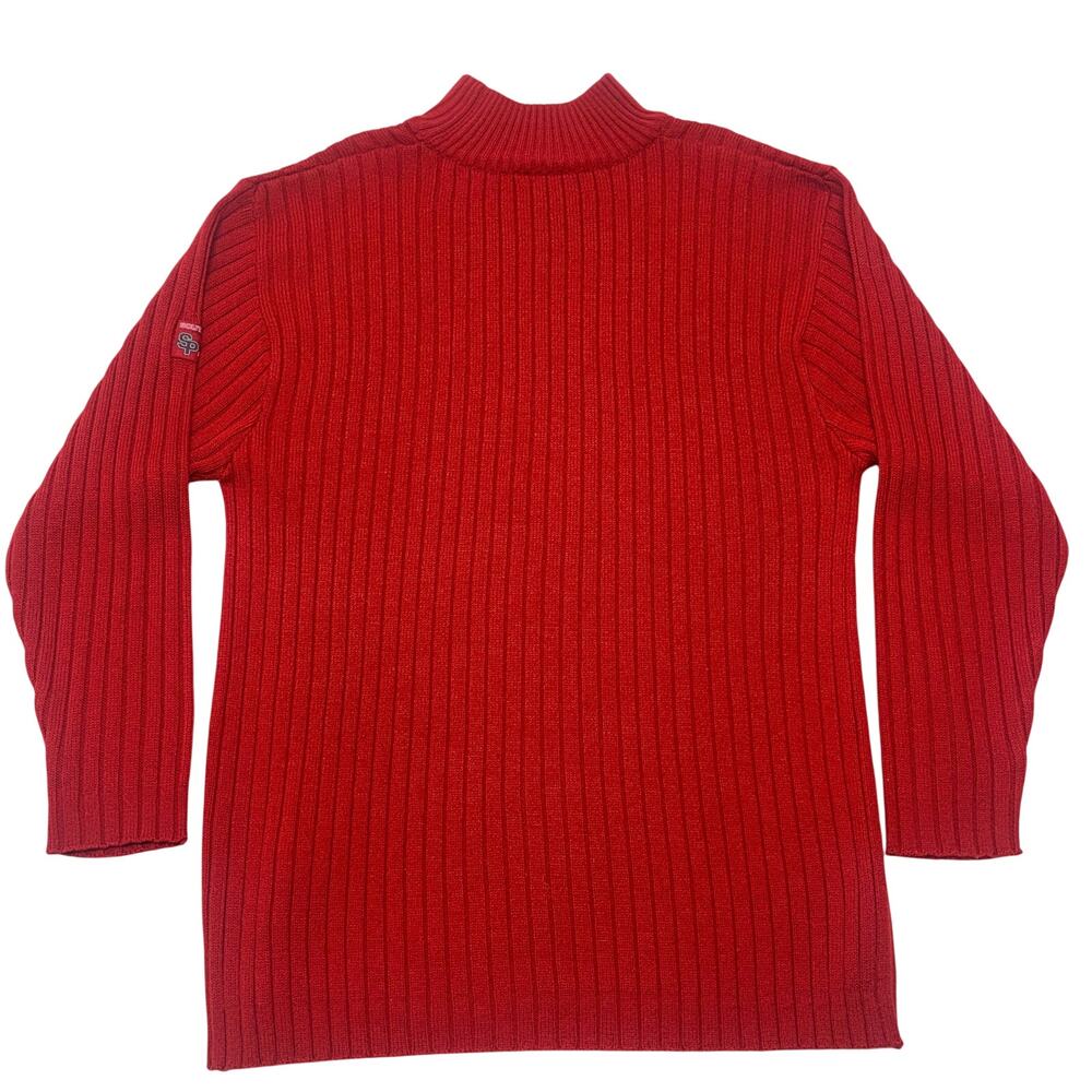 Vintage Southpole Sweater Large Red Ribbed Turtle Neck Pullover Made in Korea